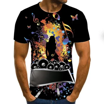 Arte de la música instrumento Musical en 3D de impresión de la moda de la camiseta Unisex estilo hip-hop de la camiseta de la ropa de verano casual