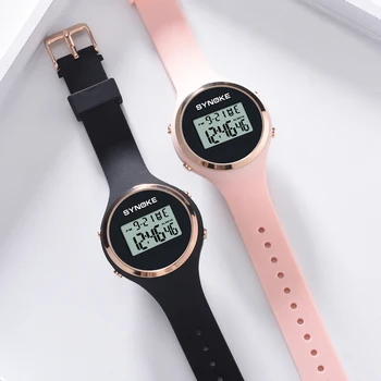 SYNOKE de la Mujer reloj de pulsera de la pantalla LED de la moda simple señoras reloj digital de los Hombres del deporte de agua resistir relojes rosa reloj Electrónico