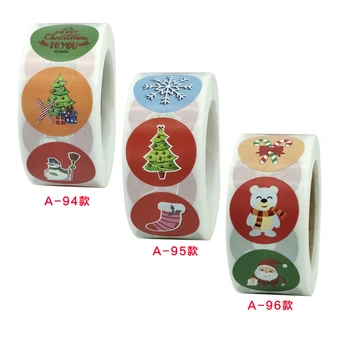 StoBag 500pcs/Rollo de 2,5 cm de Colorido Feliz Navidad Regalo de la Decoración de la etiqueta Engomada de la Parte hechos a Mano Galletas Dulces Caja de Bolsas de Sello Etiquetas