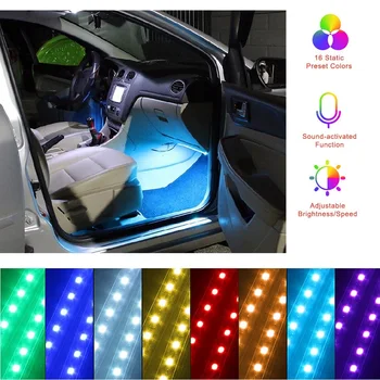4x Coche Estilo LED RGB Luz de Tira Decorativa Atmósfera Lámparas Para Toyota Camry CHR Auris Hilux Prius Celica Ipsum Verso Deseo