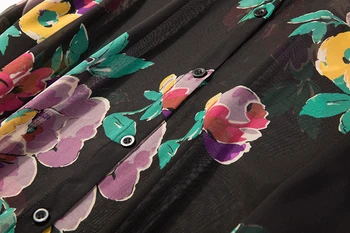 De las mujeres de Seda Botón negro de Larga Delgada de la parte Superior de la Camisa de Vestir Kimono Cardigan Chal Capa Blusa de Playa de Verano de la Cubierta Hasta JN424
