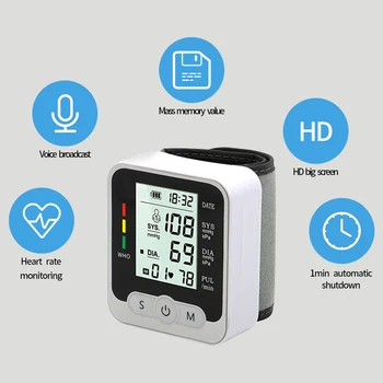 NUEVA！Muñeca Monitor de Presión Arterial Automático Tonómetro Digital Medidor para la Medición de la Presión Arterial Y el Pulso de Esfigmomanómetros
