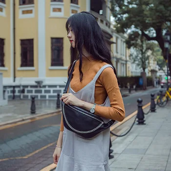 REPRCLA Nueva mochila de Moda Bolsa de Cintura Alta Calidad de Cuero de la PU de la Correa de Pecho Bolso con Cadena de las Mujeres de Hombro Bolsas