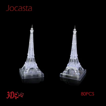 3D de Cristal de Puzzle Rompecabezas de la Asamblea de la Torre Eiffel de París LED de Luz de Flash & Puzles Musicales Juguetes de Construcción del Modelo de Niños de Juguete de Mobiliario ]