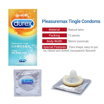 Los Preservativos Durex 12/24pcs Pleasuremax Calentamiento/Tingle Condón con las Costillas &Puntos Sensibles del Pene de la Manga de la Marca Condons Adulto Sexo Juguetes