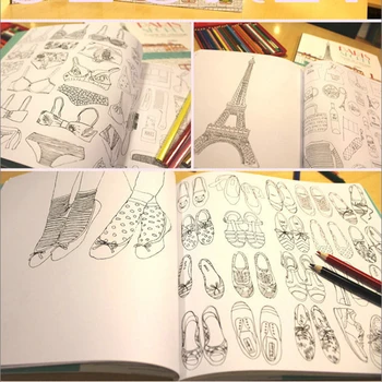 96 Página de BRICOLAJE París Secreto Adulto Graffitis para Colorear Cuadernos de Moda la Construcción de Viajes Calmante para el Estrés, la Pintura de Aprendizaje de los Cuadernos de Juguetes