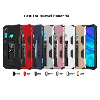 Para el Caso de Huawei Honor 9X Prima de 9 X a prueba de Choques de la Armadura de soporte del Coche de Silicona Cubierta del Parachoques Para el Honor de 9 X Pro X9 Teléfono Coques
