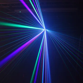 AUCD 3 Cabeza de 500mW RGB de Rotación Movimiento de Rayos Proyector de Luces Láser DMX del Haz de Sonido de la Lámpara Disco de Navidad de Fiesta DJ Show de Iluminación de Escenario H-3