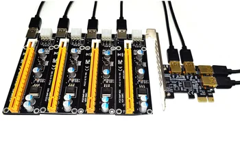 PCI-E 1x a 16x Tarjeta Vertical PCI-Express de 1 a 4 Ranura PCIe USB3.0 Adaptador de Multiplicador de Puertos Minero de la Tarjeta para BTC Bitcoin Minería