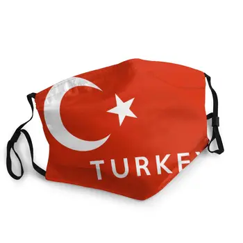 Turquía Bandera del País Reutilizables Impresas en la Boca de la Máscara de Cara Contra el Viento, a prueba de Polvo de Poliéster Tapa de Protección del Respirador para Hombres, Mujeres