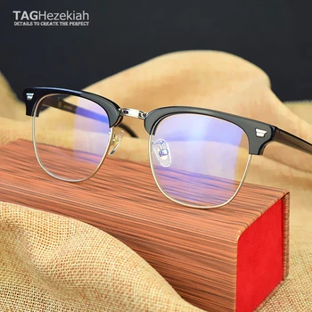 2019 Vintage gafas ópticas de la marca Miopía Gafas de lectura Marco de los Hombres / de las Mujeres Retro Gafas de marco de oculos de grau Anti-azul plateado