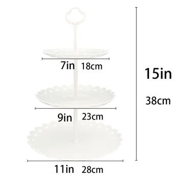 3-nivel de Blanco de Plástico Transparente Soporte Postre de Pastelería Stand Cake Stand Cupcake Stand Titular de la Bandeja de Servir para la Fiesta de la Boda
