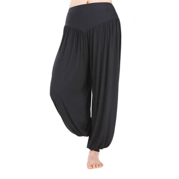 Elegantes Pantalones de Yoga Gimnasio Ancho de la Pierna de Mujer en tallas Sueltas Pantalones Largos Pantalones de Yoga de la Danza M -XXXL Suave Danza Modal Pantalones en Casa