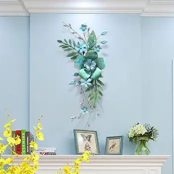 Moderna Creativa de Pared de Hierro Forjado 3D de Simulación de las Flores de la Planta Mural de la Artesanía de la Decoración de la Casa, Porche Colgante de Pared de Arte decorativo
