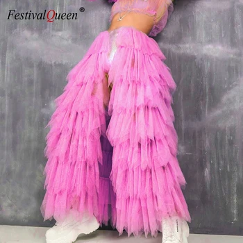 Malla Transparente De Neón De La Burbuja De Las Faldas De La Hebilla Plisado Ver A Través De Patchwork Mujeres Sexy Club Rave Festival De La Falda Larga De 4 Colores 2019