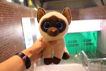 Nuevo lindo peluche de simulación de grandes ojos sentado gato de juguete de alta calidad gato Siamés de regalo la muñeca sobre 25cm 2983
