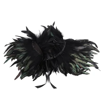 Gótico Victoriano Natural de la Pluma del Cabo Chal Estola Poncho con Gargantilla Collar para la Fiesta de Disfraces de Halloween de la pluma de gargantilla collar
