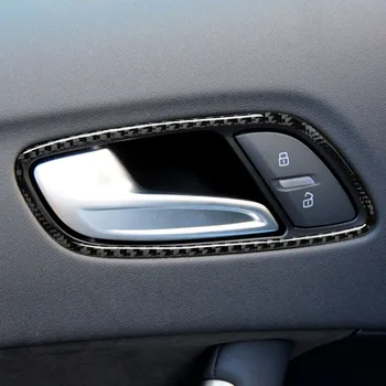 Mutips coche interior de la manija de la puerta bol cubierta de fibra de carbono de la etiqueta engomada de los accesorios de interior para Audi tt 8n 8J MK1 MK2 Mk3 TTRS 2008-