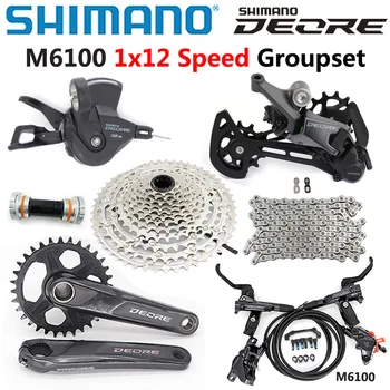 SHIMANO DEORE M6100 Grupo de MTB de la Bicicleta de Montaña Grupo 1x12-Velocidad 30T 32T 170 175mm 10-51T Cambio Trasero, Palanca de FRENO