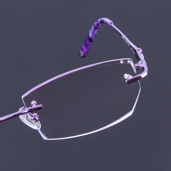 Alta Claro Gafas de Lectura de las Mujeres de Lujo de diamantes de imitación de Gafas sin Montura Femenino Hipermetropía las Mujeres de color Púrpura y Presbicia y Lentes