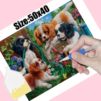 Cuadrado completo/Ronda de perforación de diamante de la Pintura de los Cachorros en el Jardín 5D BRICOLAJE bordado de diamantes Decoración de mosaicos de pintura BX0662