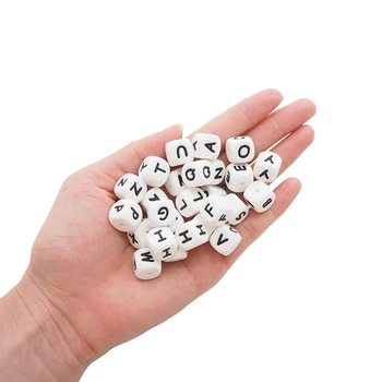Chenkai 1000pcs 12mm de Silicona Carta Chupadero Perlas de BRICOLAJE Chupete de la Joyería de la Dentición Sensorial Juguete Accesorios alfabeto Perlas