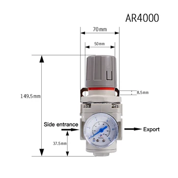 AR2000 regulador de 1/4 3/8 1/2Pressure válvula de regulación de la AR-2000 compresor de Aire de la válvula de alivio de presión, la Fuente de Gas Procesador