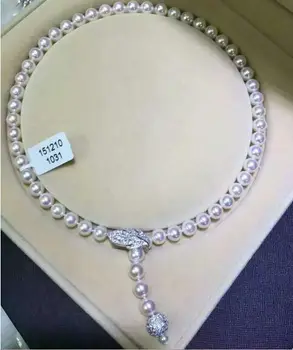 Envío libre clásico 10-11mm redondo blanco perla collar de 24