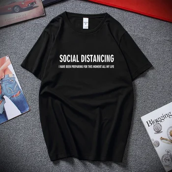 Nuevo de la Moda Streetwear Distanciamiento Social Antisocial Introvertido camiseta Divertida del Virus de la Gripe camisetas Top de Algodón de manga Corta Camisetas