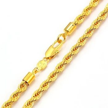 Trenzado De Oro Amarillo Lleno De Collar De Las Mujeres De Los Hombres De La Cuerda De La Cadena De Joyería De 23,6
