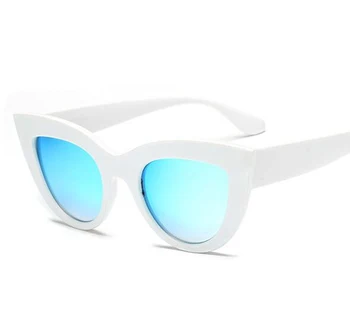 2018 Nuevo Ojo de Gato Gafas de sol de las Mujeres de Recubrimiento de la Lente de los Hombres de la Vendimia en Forma de Gafas de Sol Mujer Azul Gafas de sol de Marca de Diseñador de oculos uv400