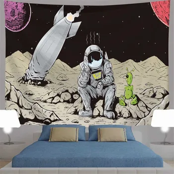 Galaxy Psicodélico Astronauta Tapiz Planeta Para Colgar En Pared Galaxia Decoración Patrón De Espacio De La Pared Alfombra De Casa Tapices Decorativos