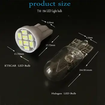 KTSCAR 100pcs Promoción del blanco Led T10 8 smd bombillas de Luz del Coche 194 168 192 W5W 3020 Automática de Cuña de Iluminación de la lámpara de 12V Despacho de Luces