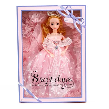 40 cm de la muñeca de la chica de juguete de la caja de regalo conjunto de la boda de la princesa de juguete de moda de muñecas de juguete muñeca y accesorios de simulación princess dress up