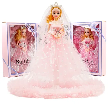 40 cm de la muñeca de la chica de juguete de la caja de regalo conjunto de la boda de la princesa de juguete de moda de muñecas de juguete muñeca y accesorios de simulación princess dress up