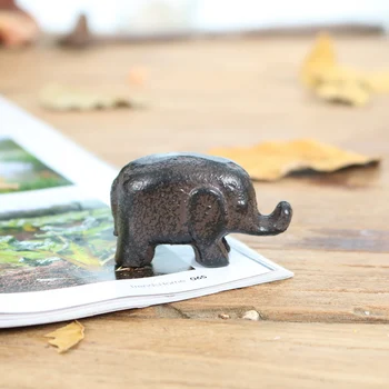 Creativo de hierro fundido elefante pequeño pisapapeles estilo antiguo pequeños adornos decoraciones caseras
