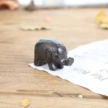Creativo de hierro fundido elefante pequeño pisapapeles estilo antiguo pequeños adornos decoraciones caseras