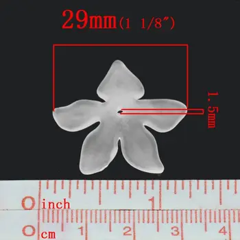 DoreenBeads de Acrílico Bolas Tapas de los Resultados de la Flor Blanca Mate(Ajuste de 24mm Cuentas)26x29mm,100PCs