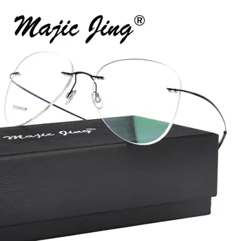 Las gafas sin montura B titanio óptica gafas de marco unisex clásico de la Aviación de la prescripción de gafas 20002