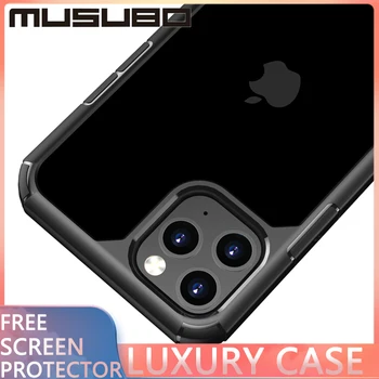 MUSUBO de Lujo de la caja del Teléfono Para el iPhone 11 6 7 8 Plus XR 12 Pro XS Max 12 Mini SE 2020 Borde Suave Transparente de la PC de la Espalda Cubierta de Coque