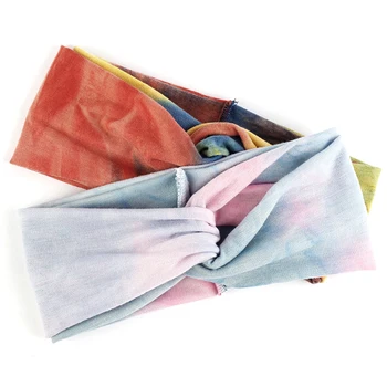 Geebro las Mujeres Tie-dye de algodón Vendas Torsión Elástica Vinchas Deporte de la Diadema de Yoga Turbante Headwrap Niñas, Accesorios para el Cabello