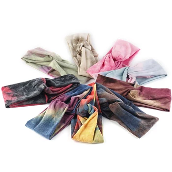 Geebro las Mujeres Tie-dye de algodón Vendas Torsión Elástica Vinchas Deporte de la Diadema de Yoga Turbante Headwrap Niñas, Accesorios para el Cabello