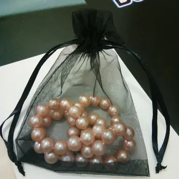 100pcs negro Dibujable bolsa de Organza con Cordón bolsa de cumpleaños de la Boda de la fiesta de Navidad de regalo de la joyería de embalaje la pantalla bolsas de suministros