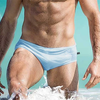 Hombre de natación Sexy traje de baño de Moda de primavera caliente traje de baño de las olas en la Playa con un traje de baño Transparente gay de la ropa interior