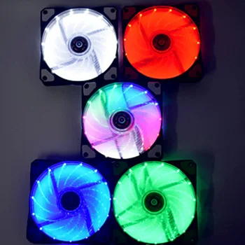 Olskrd Equipo de 120mm LED Fan Cooler de 120 mm Ventilador Fresco Resplandor Rojo Azul Verde Blanco 4pin de Refrigeración del Ventilador Para la CPU Coolers Radiador