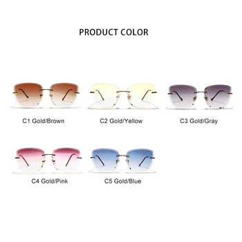 Real de Niña de la Marca de Diseño de 2020 de la Moda de las gafas sin Montura Cuadrada de las Mujeres Gafas de sol de Color Caramelo de Viajes de gafas de Sol de Mujer Gafas de Adultos ss662