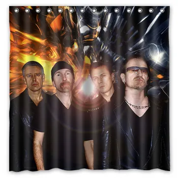 U2, la Banda de Rock Patrón Creativo de Baño Cortinas de baño cuarto de Baño Impermeable de Tela de Poliéster Cortina de Ducha 180x180cm