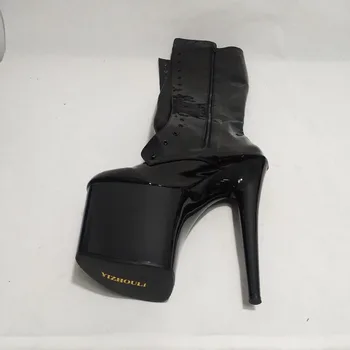 8 pulgadas botas de tacón alto para las mujeres de 20 cm de alto de tacón lazada modelo de zapatos de dedo mediano de la pierna de todos-partido de botas de plataforma sexy props zapatos