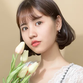 WOOZU de la Moda coreana Auténtica Plata de ley 925 Geométrica Cuadrado Colgante Pendientes del Perno prisionero para las Mujeres Romántica Fiesta Dulce de la Joyería