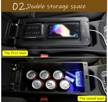 Para Suzuki Vitara apoyabrazos cuadro de coche universal de la consola central, caja de modificación de accesorios de doble planteado con USB